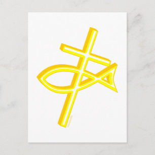 Christian Cross & Fish Postcard