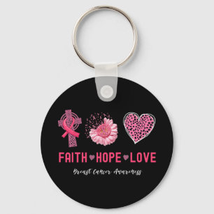 Christian Cross Floral Pink Heart Breast Cancer Aw Key Ring