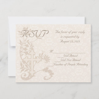 Christian Cross Flourish Wedding RSVP Card