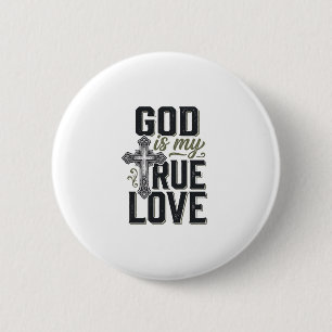 Christian Cross God Is My True Love Vector 6 Cm Round Badge