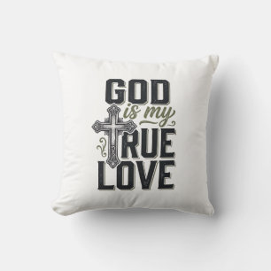 Christian Cross God Is My True Love Vector Cushion