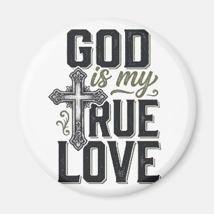 Christian Cross God Is My True Love Vector Magnet