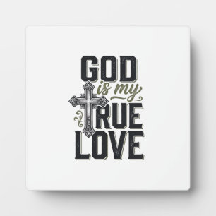 Christian Cross God Is My True Love Vector Plaque