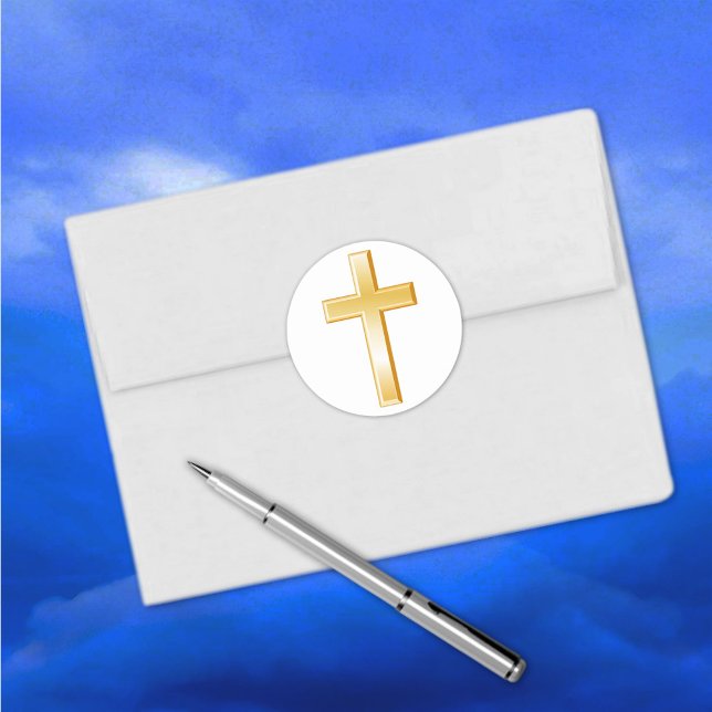 Christian Cross Gold Stickers (The gold cross is a religious symbol of the Christian faith. )