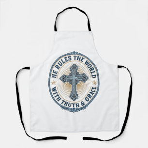 Christian Cross He Rules the World Apron