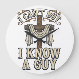 Christian Cross I Know a Guy Vintage Shirt Large Clock