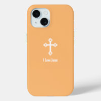 Christian Cross I Love Jesus Apricot Orange