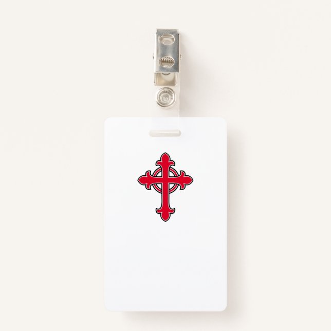 Christian cross ID badge (Front with Clip)