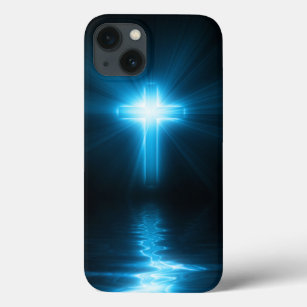 Christian Cross in Blue Light iPhone 13 Case