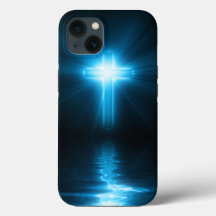 Christian Cross in Blue Light