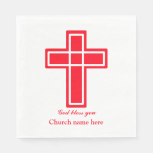 Christian cross in red napkin