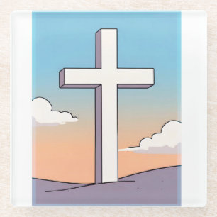 Christian Cross Inspirational Glass Coaster