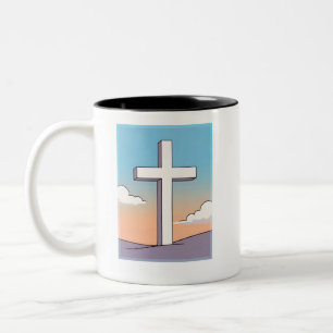 Christian Cross Inspirational Two-Tone Coffee Mug