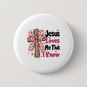 Christian Cross Jesus Loves Me This I Know Valenti 6 Cm Round Badge