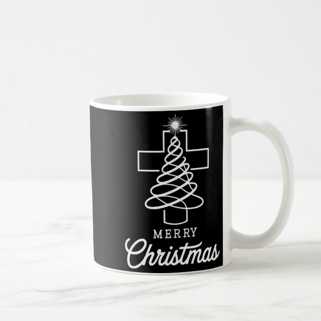 Christian Cross Jesus Merry Christmas Xmas Tree Ho Coffee Mug (Right)