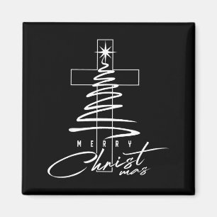 Christian Cross Jesus Merry Christmas Xmas Tree Ho Magnet