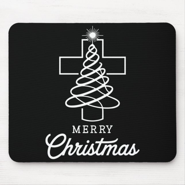 Christian Cross Jesus Merry Christmas Xmas Tree Ho Mouse Pad (Front)