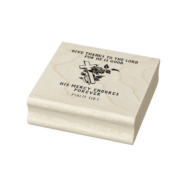 Christian Cross Jesus Scripture  Roses Religious Rubber Stamp (Stamp)