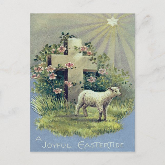 Christian Cross Lamb Star Postcard (Front)