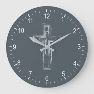 Christian cross large clock