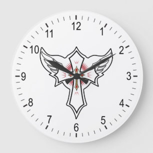 Christian cross large clock