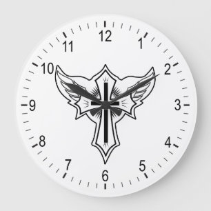 Christian cross large clock