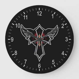 Christian cross large clock
