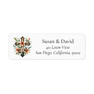Christian Cross & Lilies Return Address Label