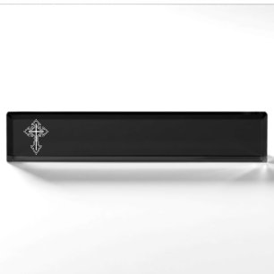 Christian cross nameplate