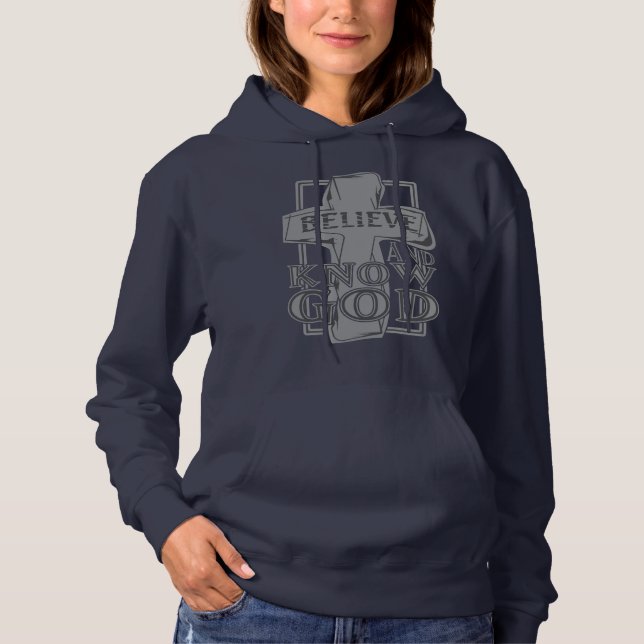 Christian Cross of Christ in Stone Grey T-Shirt Hoodie (Front)