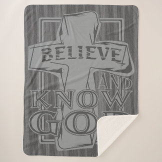 Christian Cross of Christ in Stone Grey T-Shirt Sherpa Blanket