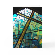 Christian Cross of Jesus Stained Glass Church Card