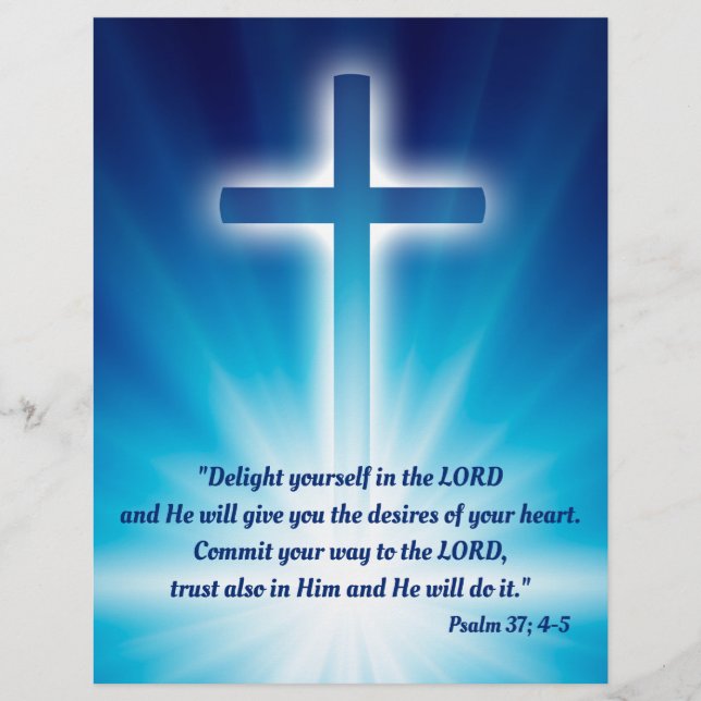 Christian Cross on glowing blue background Flyer (Front)