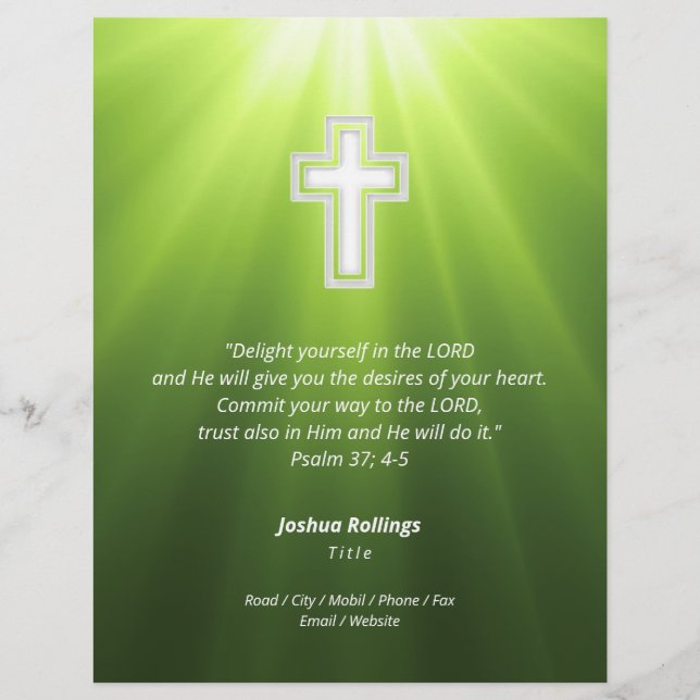 Christian Cross on green background Flyer (Front)