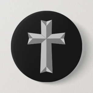 Christian cross origami 7.5 cm round badge