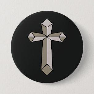 Christian cross origami 7.5 cm round badge
