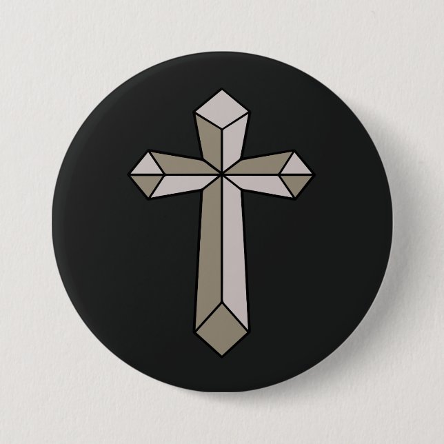 Christian cross origami 7.5 cm round badge (Front)