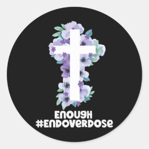 Christian Cross Overdose Purple Ribbon Overdose Aw Classic Round Sticker