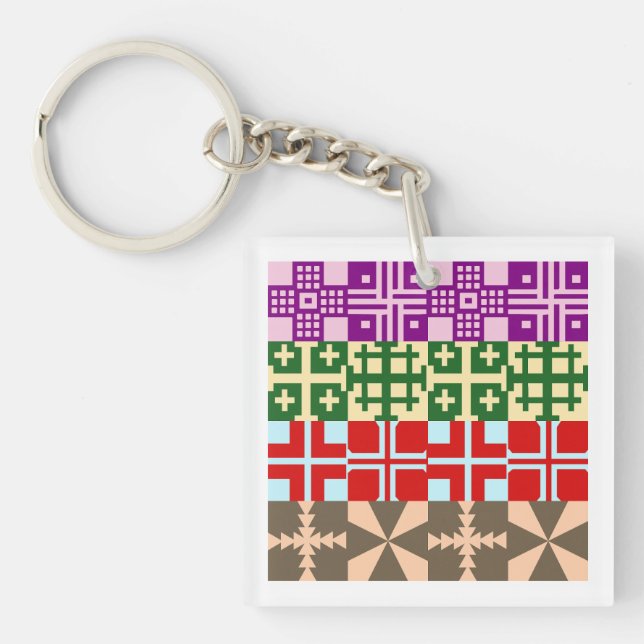 Christian Cross Pattern 1 Key Ring (Front)