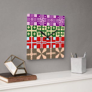 Christian Cross Pattern 1 Square Wall Clock