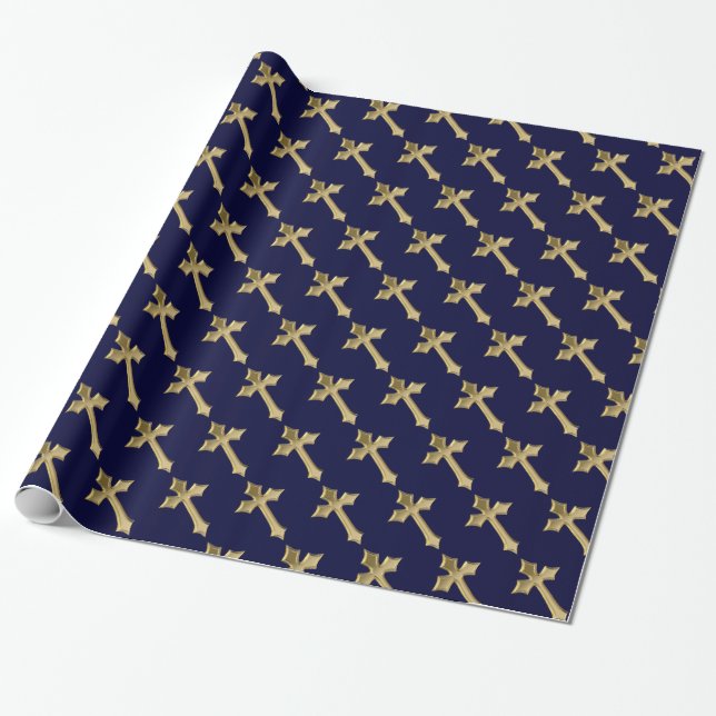 Christian cross pattern wrapping paper (Unrolled)