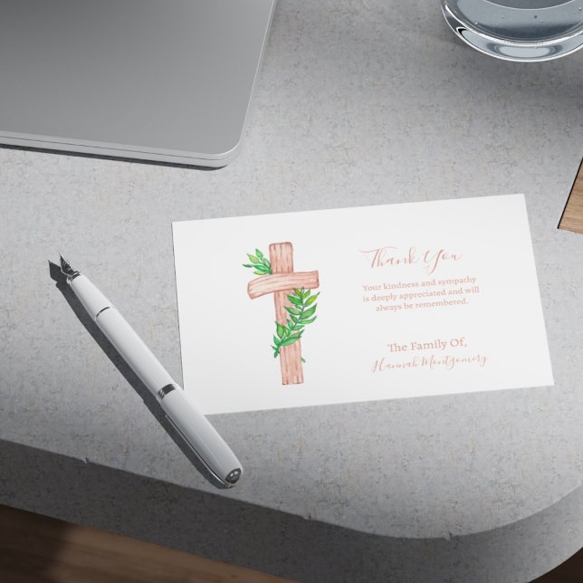 Christian Cross Photo Sympathy Funeral Card (Creator Uploaded)