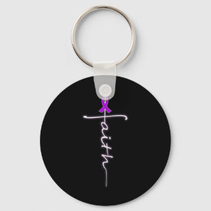 Christian Cross Purple Ribbon Warrior Alzheimerhei Key Ring