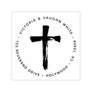 Christian Cross Return Address Religion Religious Self-inking Stamp