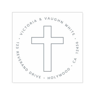 Christian Cross Return Address Religion Religious Self-inking Stamp