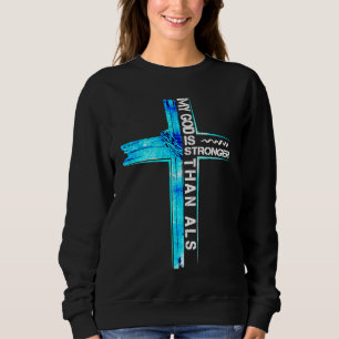 Christian Cross Ribbon ALS Awareness Costume Warri Sweatshirt
