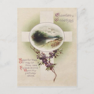 Christian Cross River Purple Flower Postcard