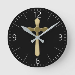 Christian cross round clock