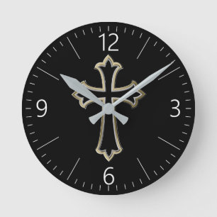 Christian cross round clock