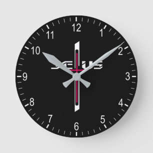 Christian cross round clock